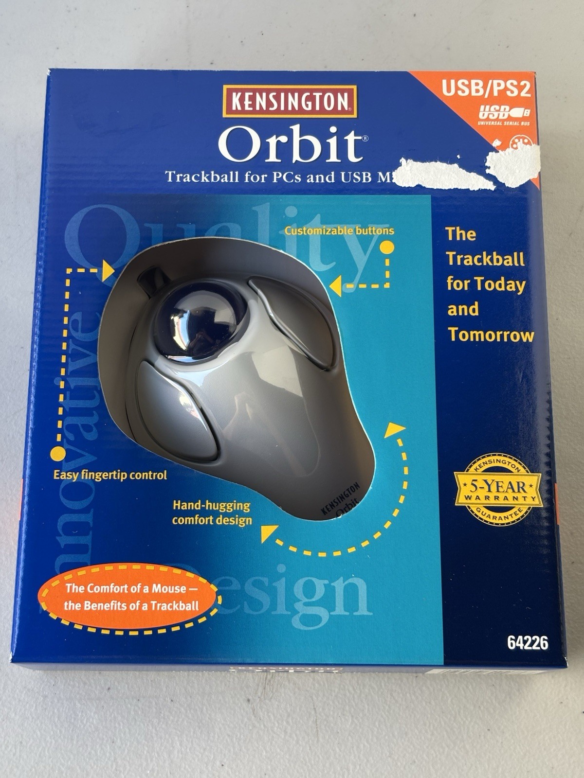 NEW Kensington Orbit Track Ball 2 Button Mouse Model 64226 USB / PS2 OPEN BOX