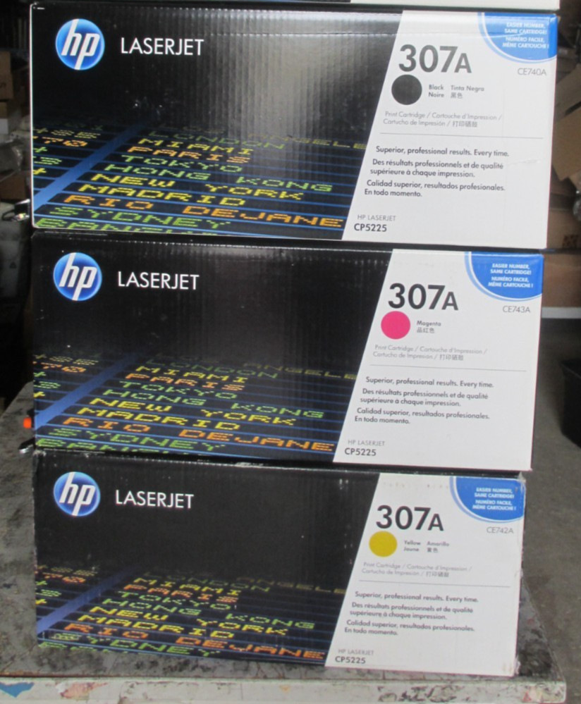 LOT 3 HP 307A Magenda, Black, Yellow  Toner Cartridge HP Color LaserJet