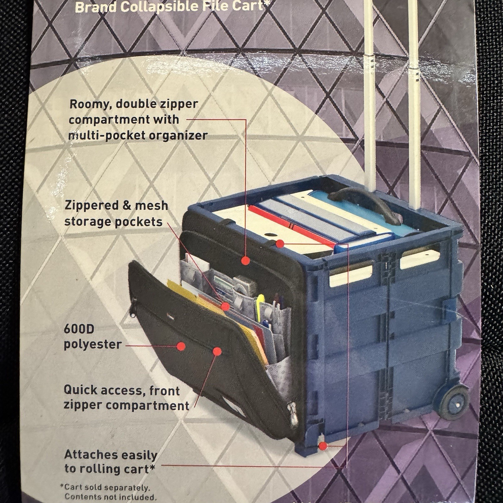 Laptop Organizing Storage Case  Attachment For Cart - Foray Cart Jockey - New