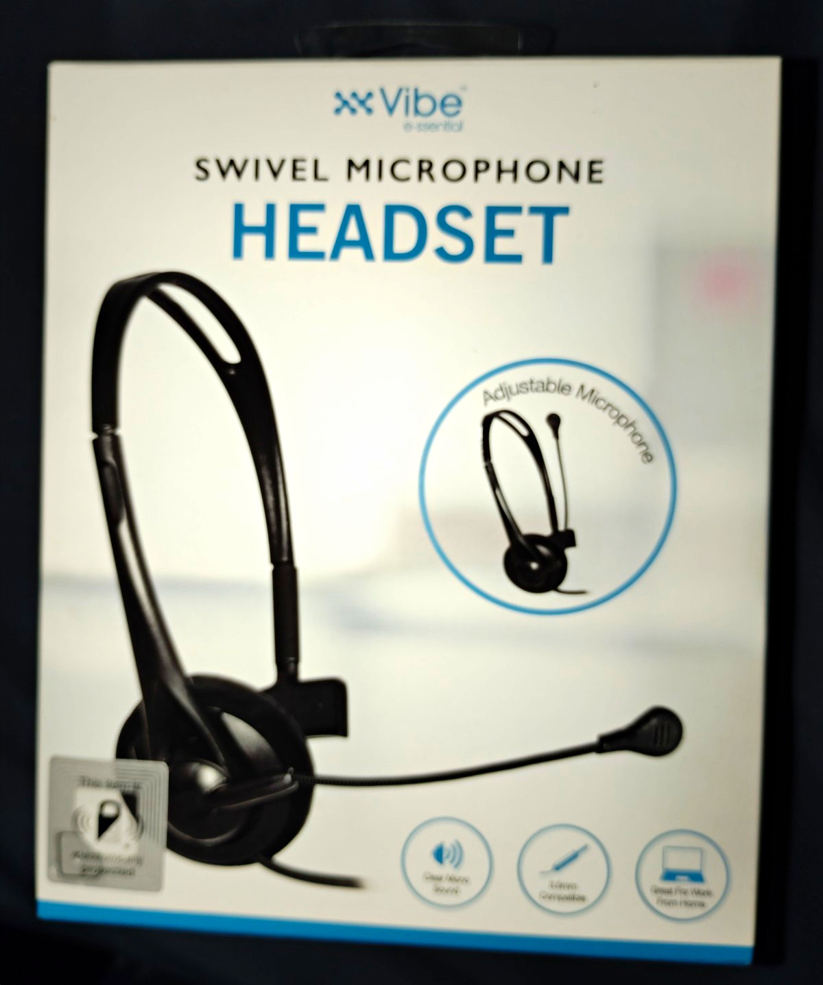 Vibe Swivel Microphone Headset Single Boom Mic 3.5mm Adjustable Black