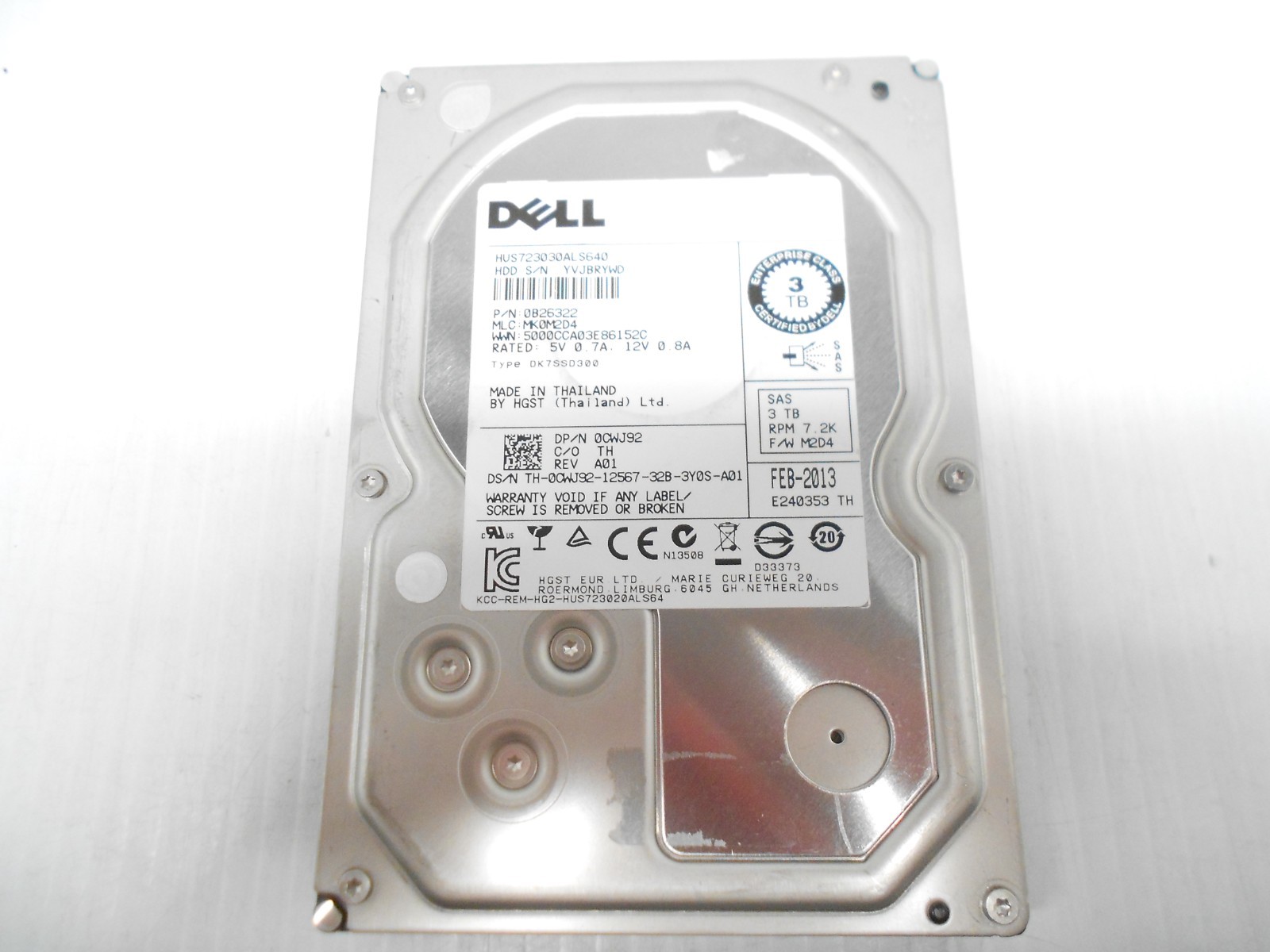 Dell CWJ92 3TB 7.2K 6Gbs SAS Server Storage 3.5" Hard Drive R530 R730 R730XD