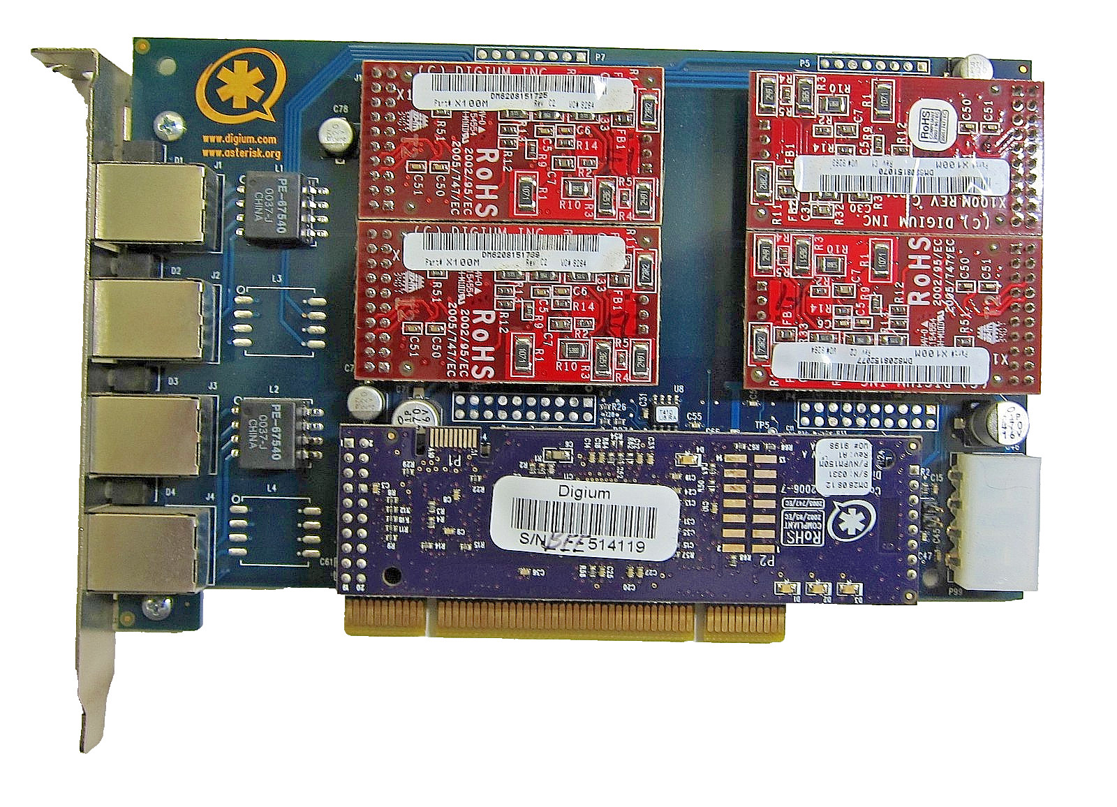 Genuine Digium Wildcard TDM410 4-Port TDM PCI Controller