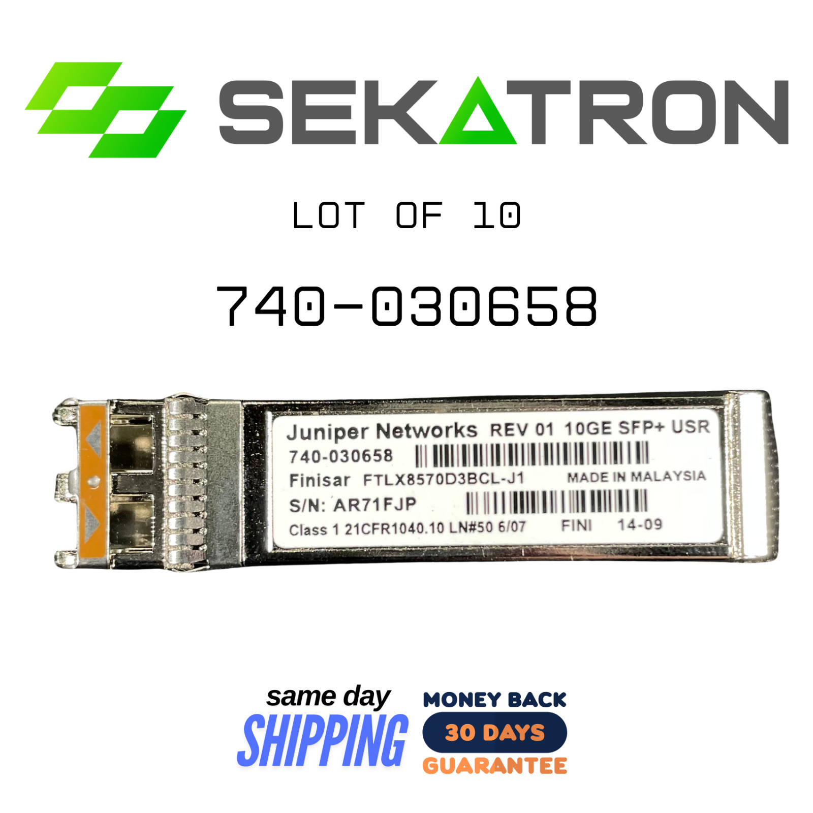 🔗 [Lot of 10] Juniper 740-030658 • 10GBASE-SR • 850 nm • LC Duplex ⚡