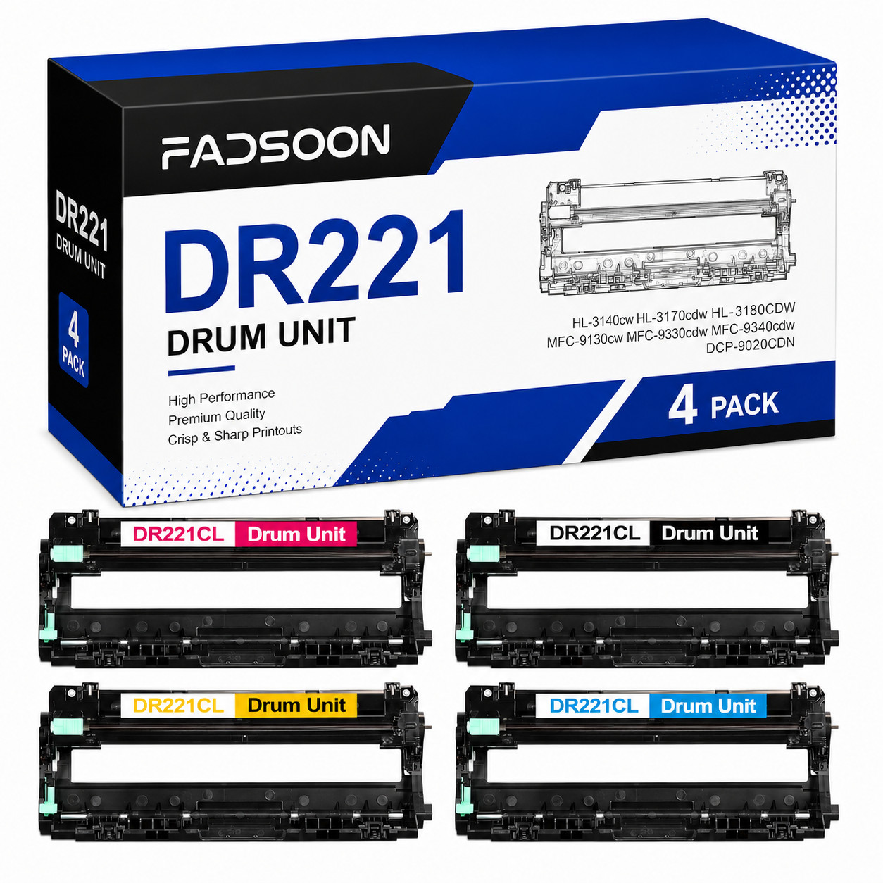 DR221CL 4PK BK/C/M/Y Imaging Drum HL-3140CW HL-3170CDW HL-3180CDW MFC-9130CW