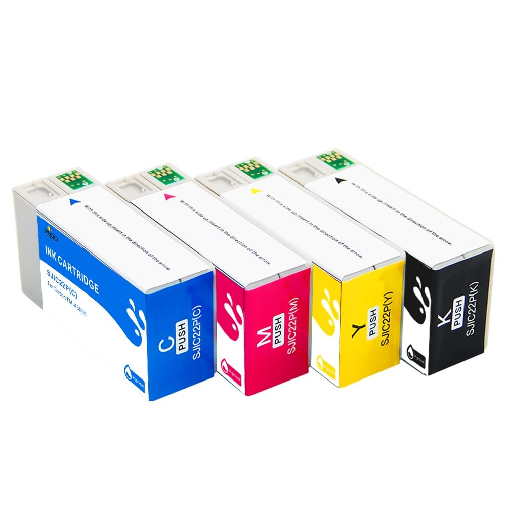 MS.R SJIC22P Ink Cartridge for TM-C3500 4-Pack (Black Cyan Magenta Yellow)