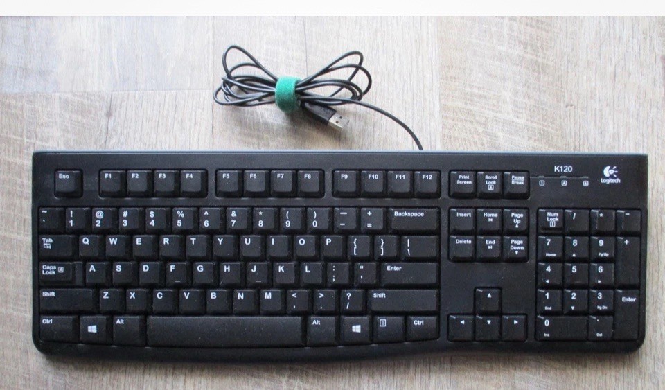 Genuine Logitech K120 Black USB Wired Standard Computer Keyboard Y-U0009 - Black