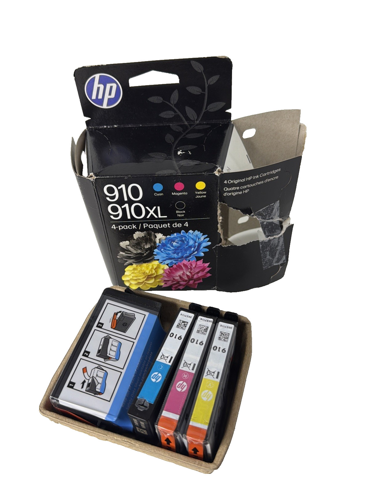 HP 910 & 910 XL Replacement Ink 4 Pack, Cyan, Magenta, Yellow, Black exp Oct 27