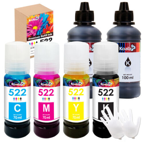 6PK Koala Ink Compatible with Epson 522 Ecotank ET-2400 4800 2800 2803 2720 4700