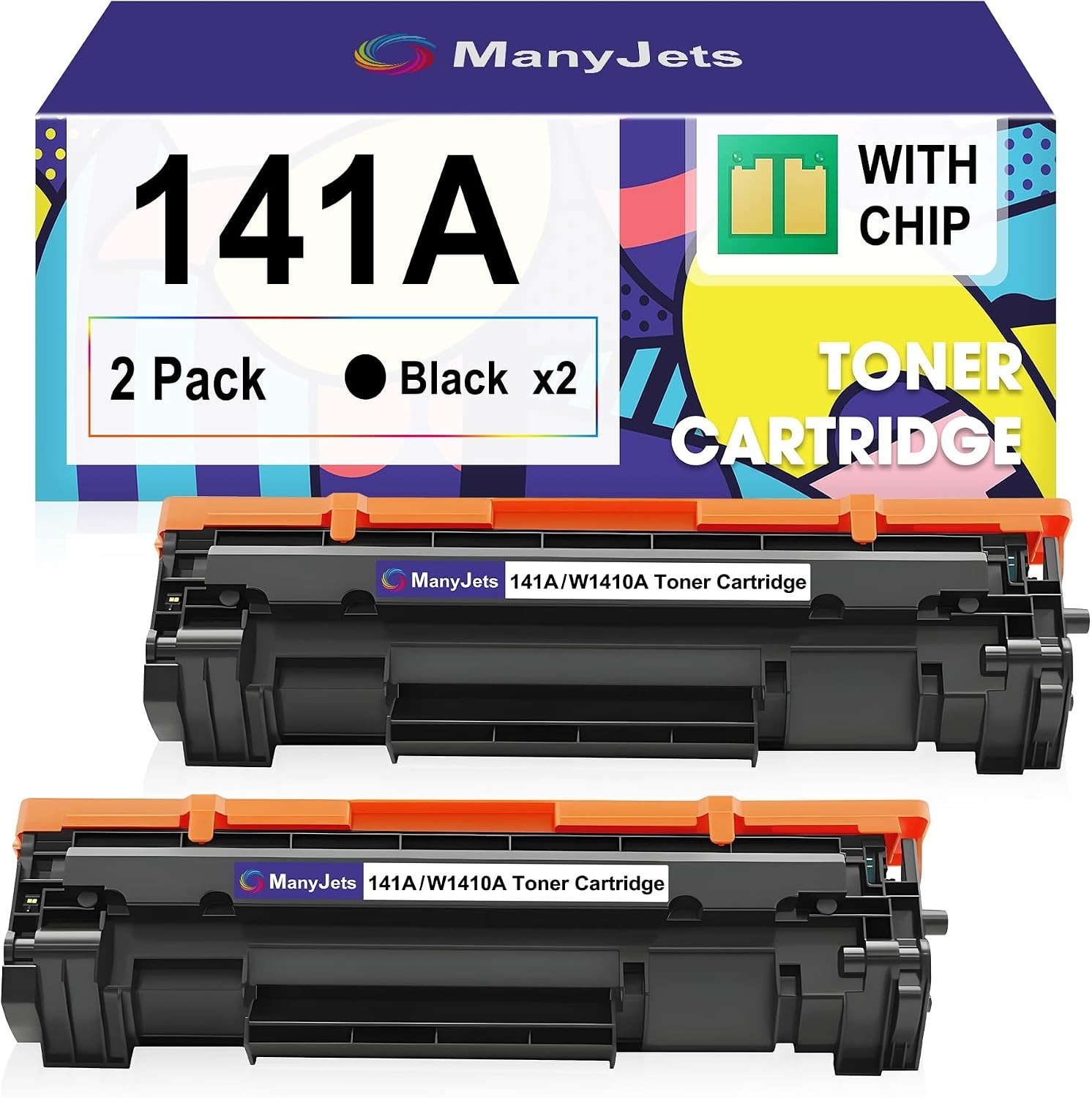 141A W1410A Black Toner Cartridges CHIP HP 141X W1410X 2-Pack Compatible
