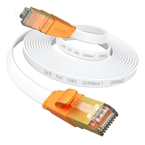 SMOLINK ETHERNET CABLE 20 FT CAT 8 CABLE 2000MHZ 40GBPS - WHITE