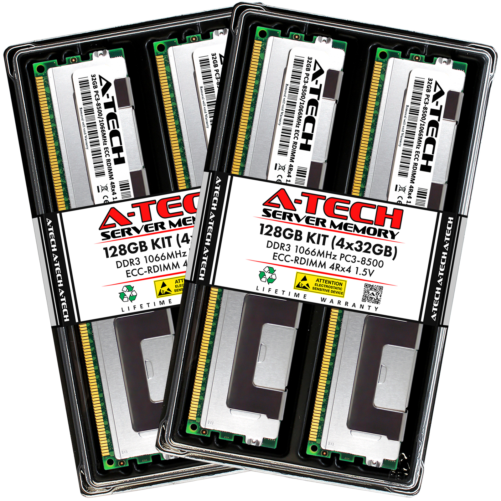 A-Tech 128GB 4x 32GB 4Rx4 PC3-8500R DDR3 1066MHz ECC RDIMM REG Server Memory RAM