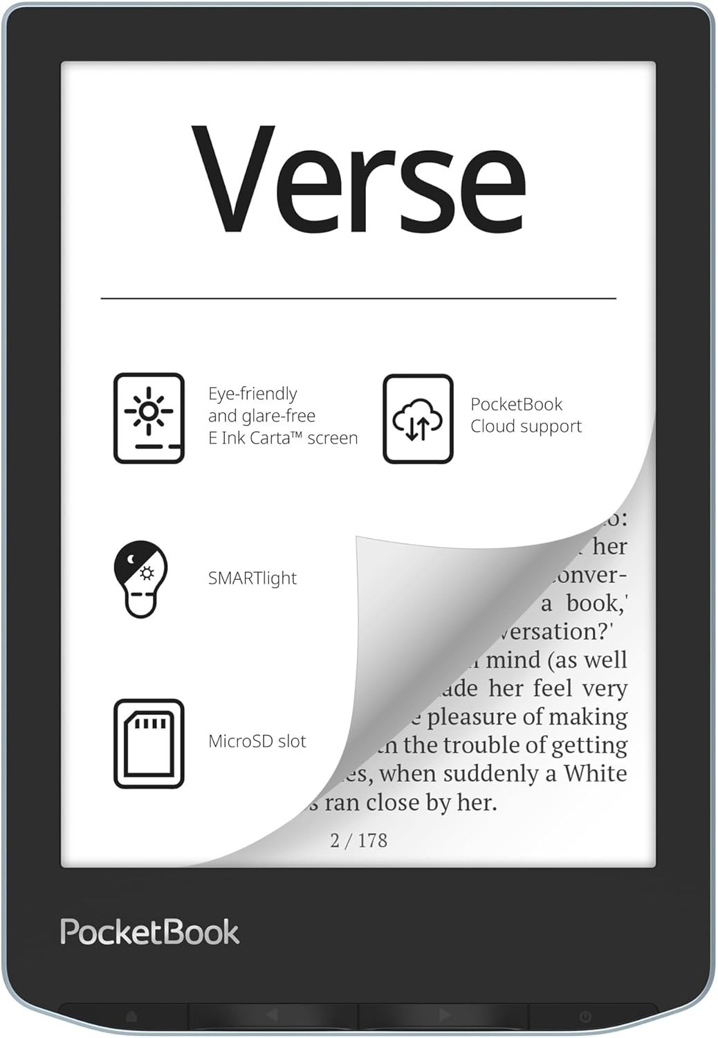 PocketBook Verse Ebook Reader 6'' E-Ink Carta 8 GB Bluetooth SMARTLight - Gray