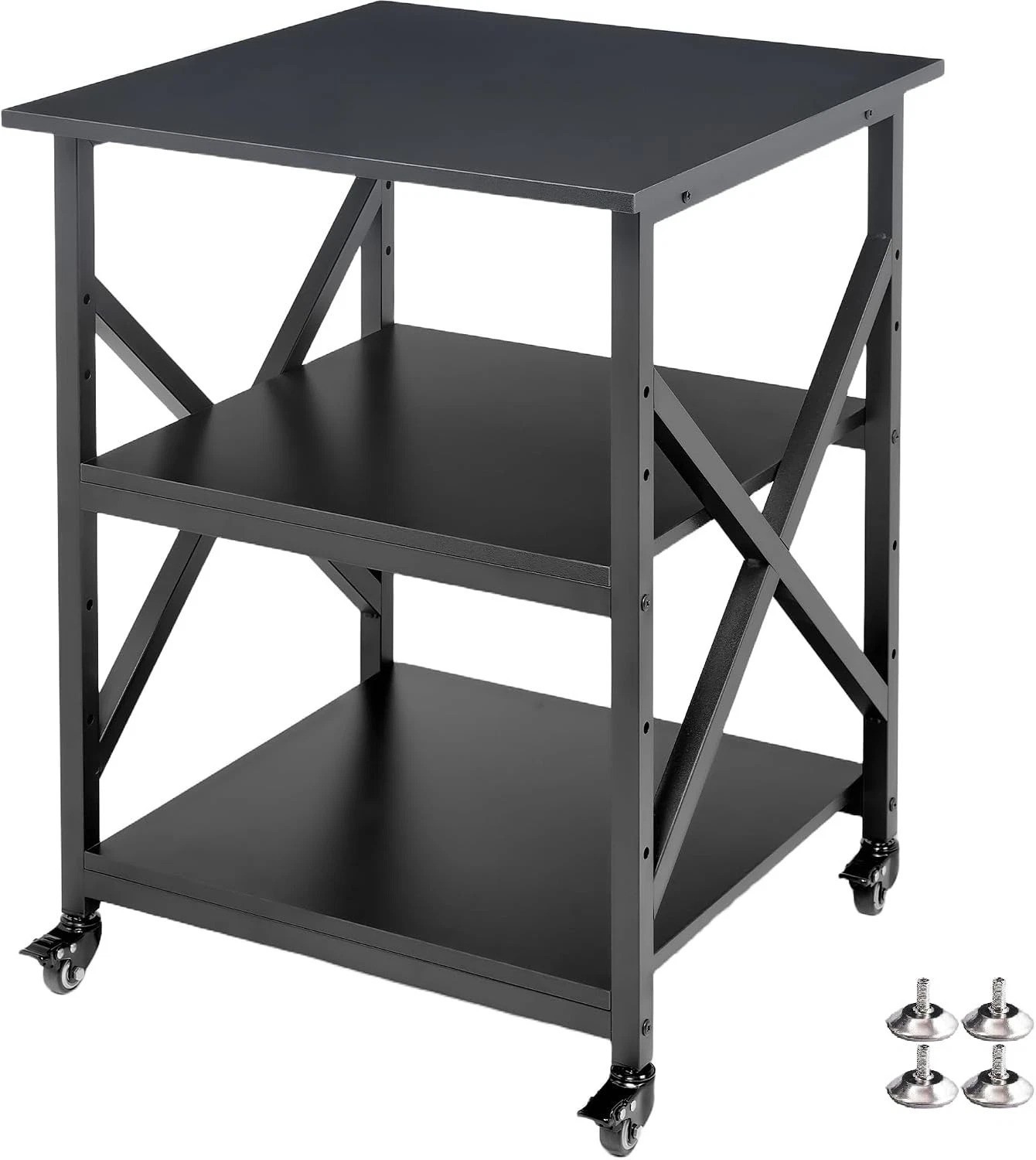 23.6"x23.6"x30.1" Large Printer Stand with Adjustable Storage Shelf