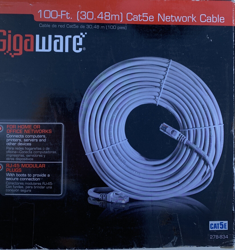 Gigaware 100-Ft (30.48m) Cat5E Network Cable 278-834——-17