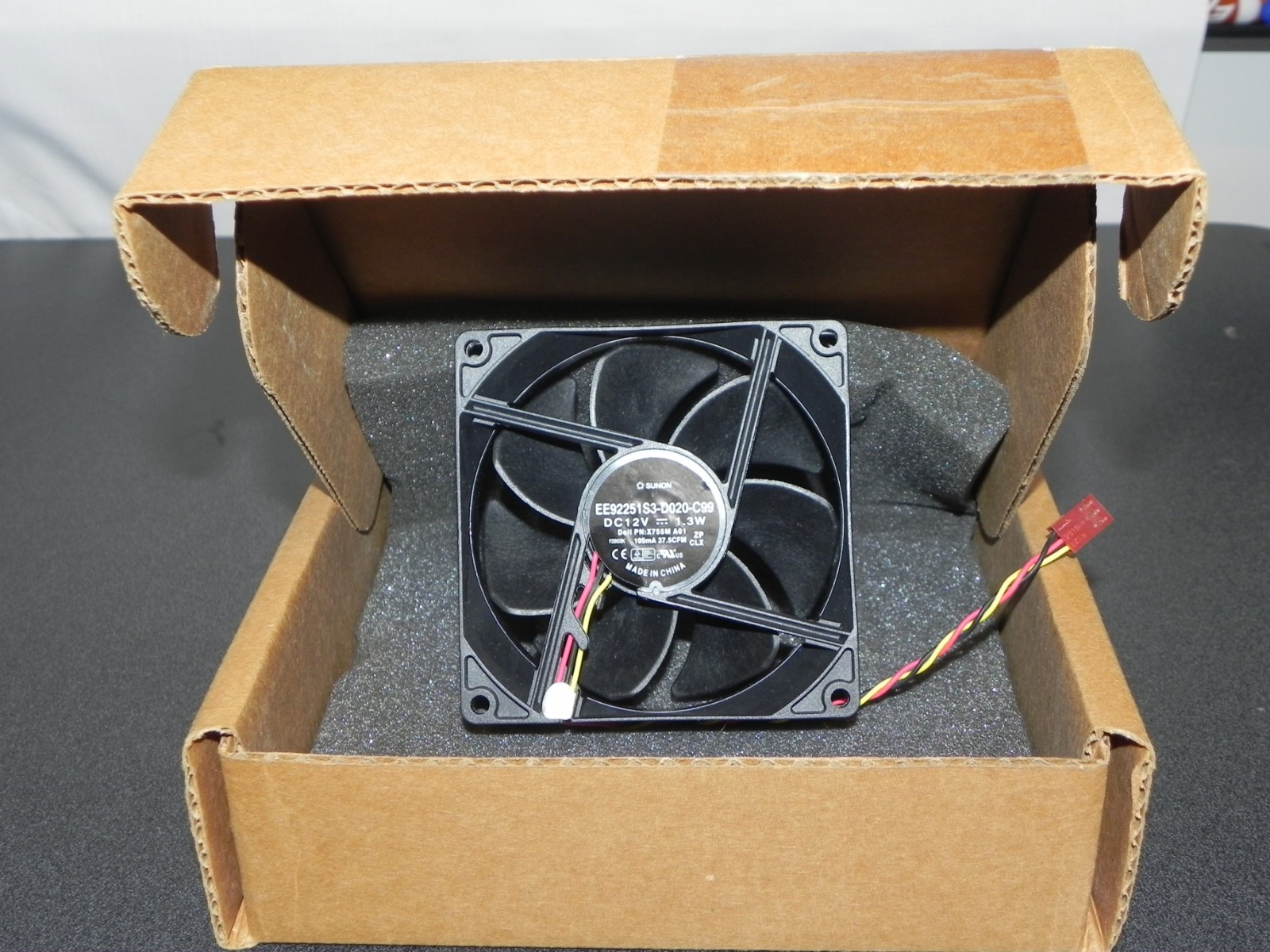 Sunon EE92251S3-D020-C99 Case Fan Dell X755M 92mm 12V 1.3W Excellent Black