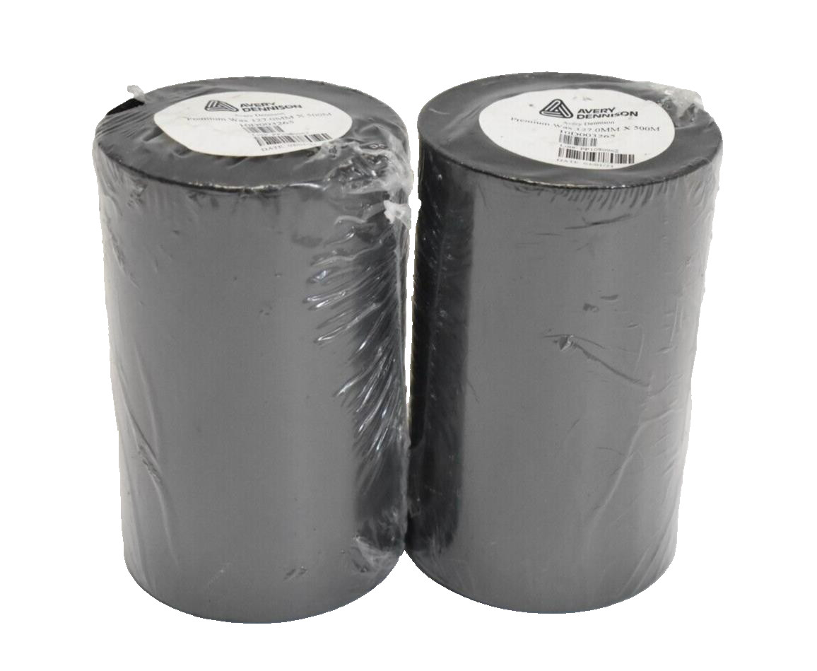 Avery Dennison Black Premium Wax 127mm x 500M 10D003265 Lot Of 2