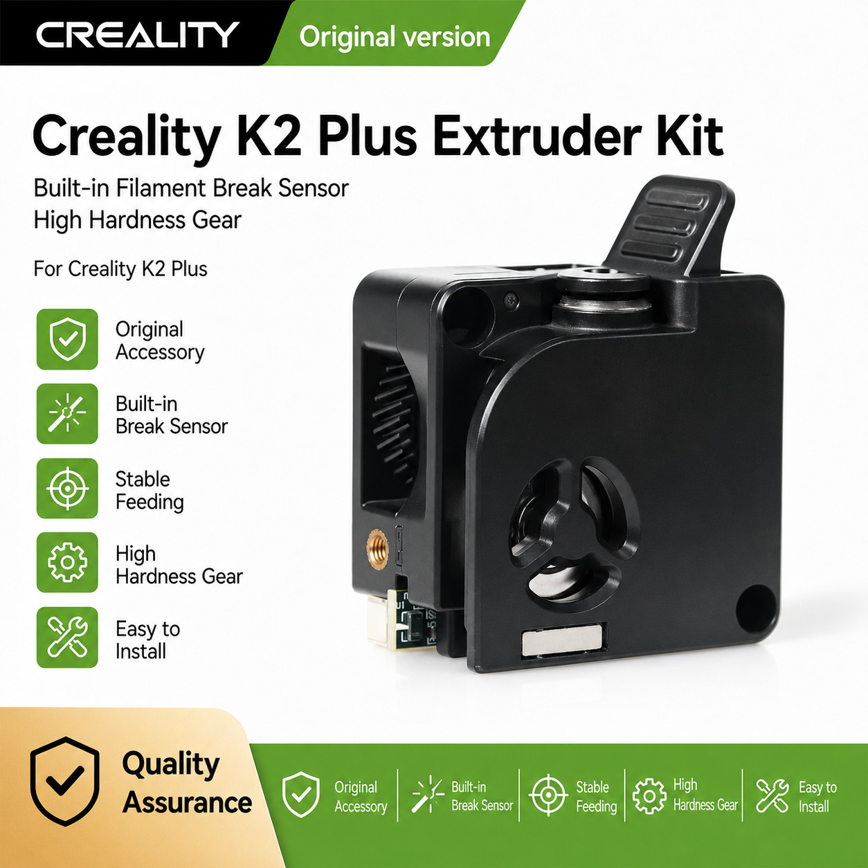 Creality Official K2 Plus Extruder Kit, Built-in Filament Break Sensor, High-Har