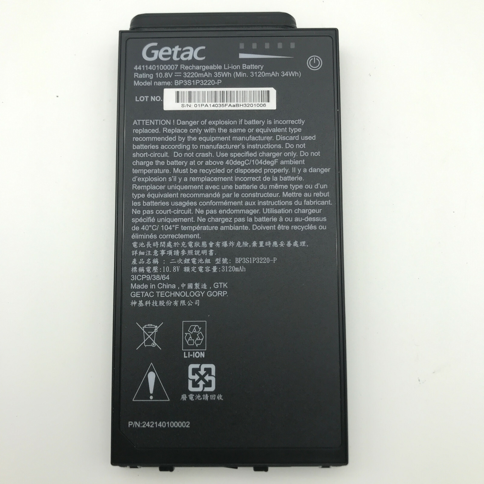BP3S1P3220-P New Genuine 3220mAh Battery Batterie for Getac A140 441140100007 