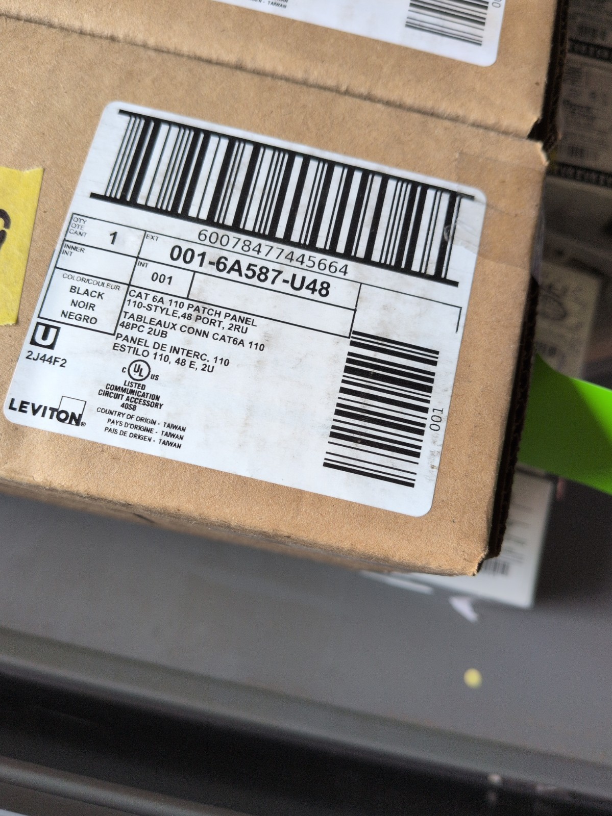 NIB Leviton 6A587-U48 48-Port 2U Cat6A UTP Angled Black Patch Panel