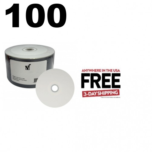 100 Grade A 16X DVD-R 4.7GB White Inkjet Hub Printable (Shrink Wrap) ** 1-3 DAY