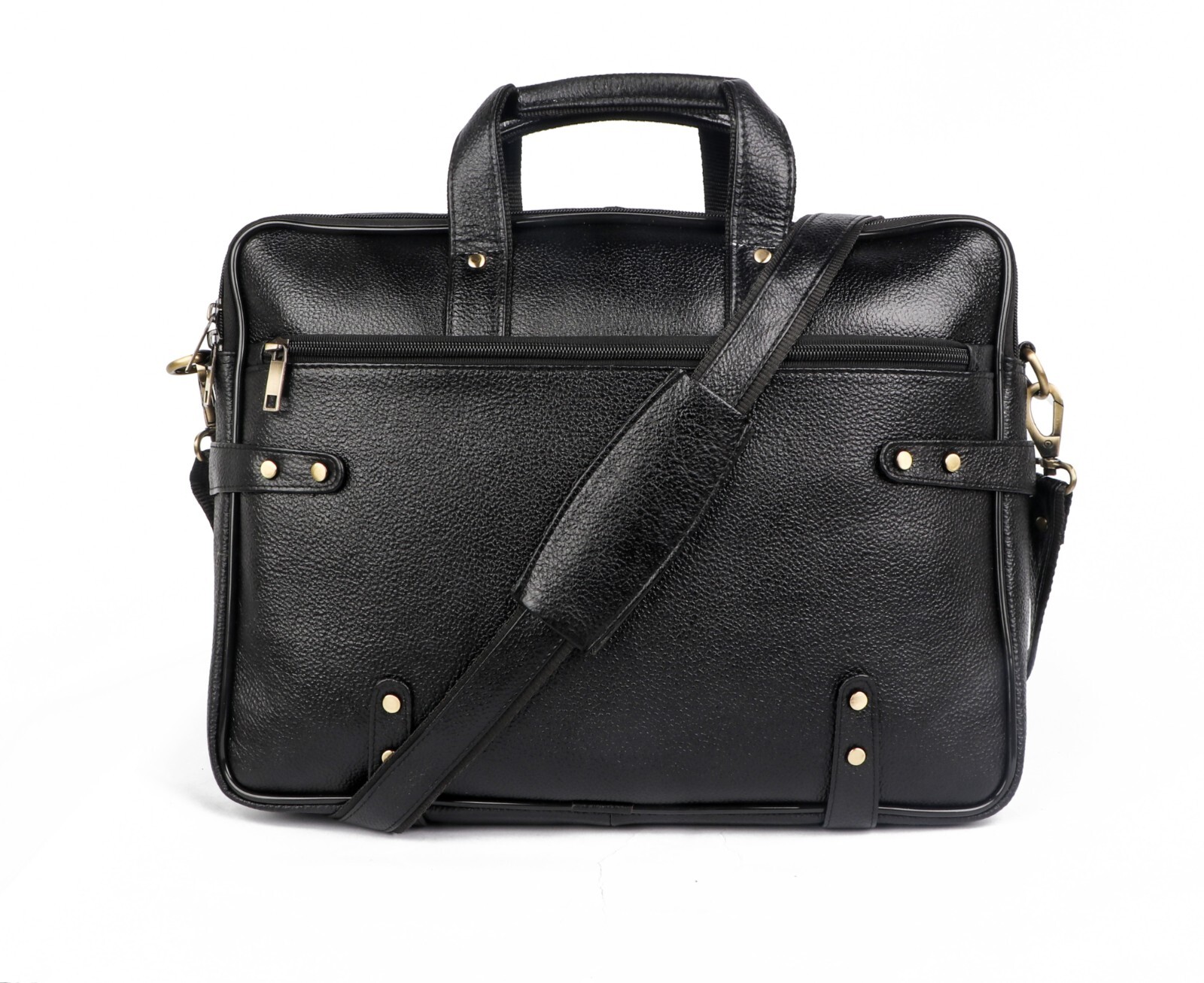 Black Genuine Leather Laptop Messenger Bag For Official Style.