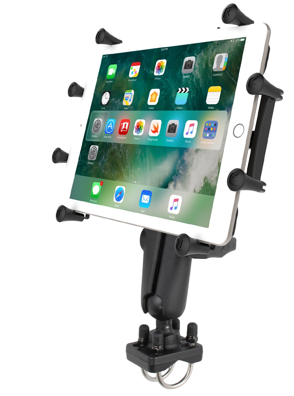 RAM Double U-Bolt Rail 1.5" Ball Mount with X-Grip Holder for 9" - 10" Tablets