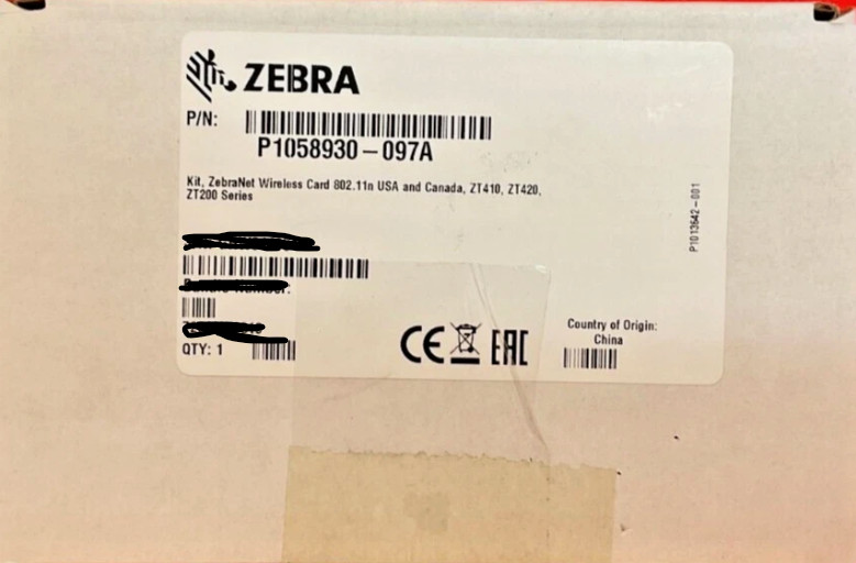 New OEM ZebraNet Internal Wireless 802.11n P1058930-097A - ZT200 &  ZT400 Series