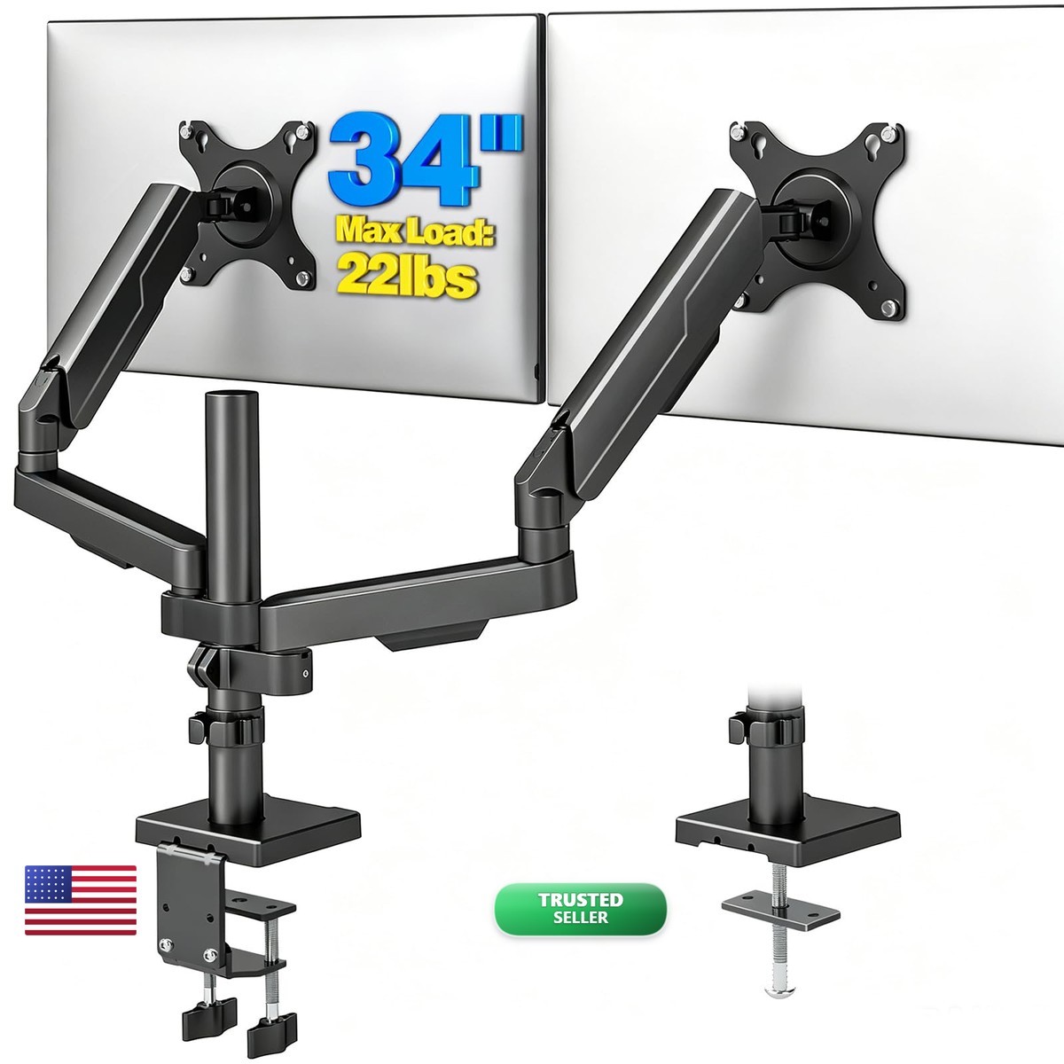 Rfiver Dual Monitor Stand Desk Mount 17-34" Screens up to 22lbs