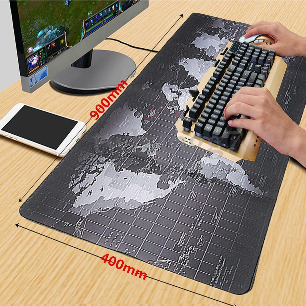 900*400 MM Anti-Slip Rubber World Map Office Speed Game Mouse Pad Mat Large XXL
