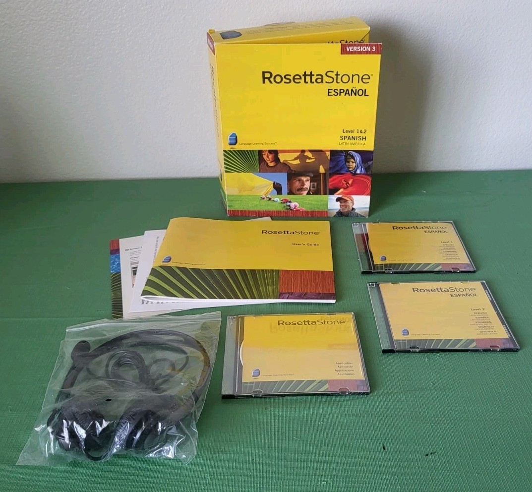 Rosetta Stone Spanish Latin America Levels 1 2 V3 CD Set w USB Headset Complete