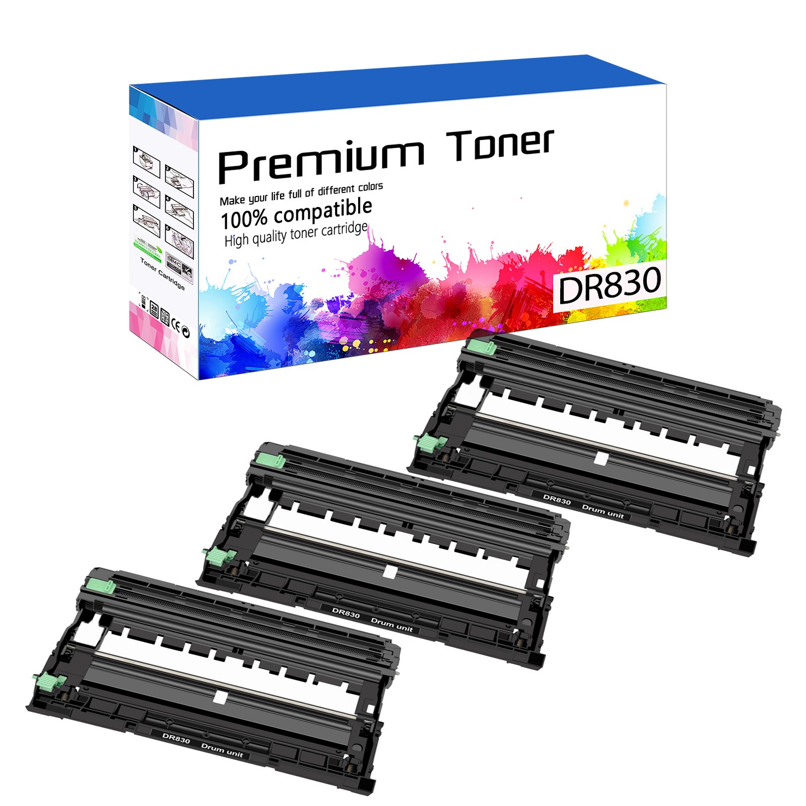3PK DR830 Drum Unit for Brother DR-830 DCP-L2647DW HL-L2480DW L2400D MFC-L2820DW
