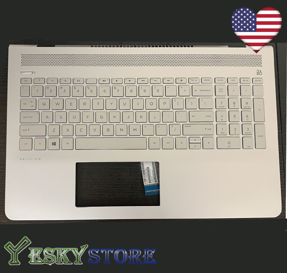 NEW HP Pavilion 15-CC 15T-CC Silver Palmrest w/ Keyboard NON-Backlit 928951-001