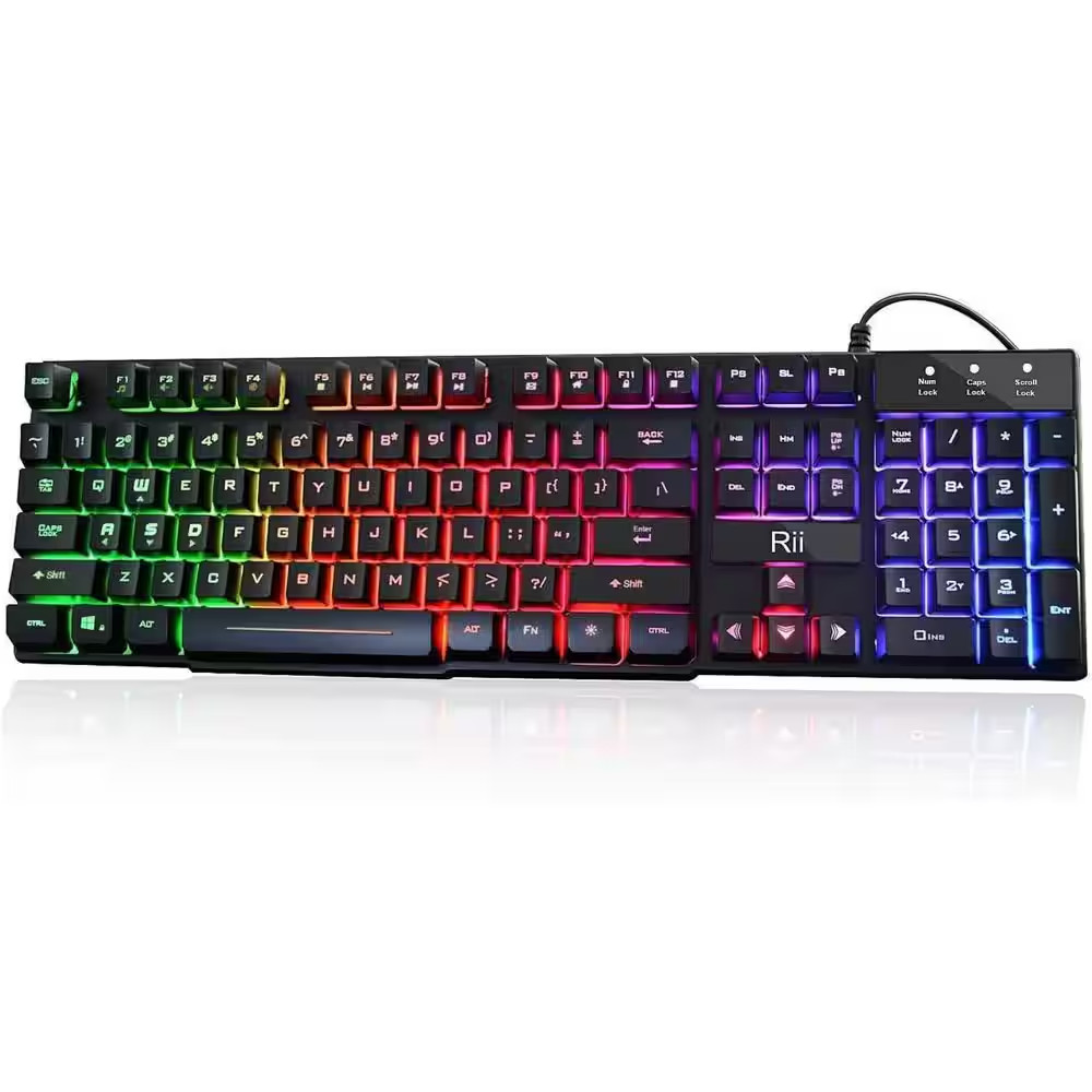 105 Keys Multiple Color Rainbow Office Keyboard with LED Backlit, USB Wired Mech