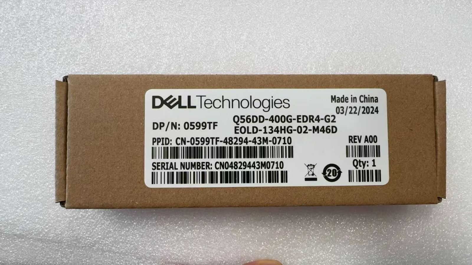 Dell 599TF Q56DD-400G-EDR4-G2 400GB Optical Transceiver DR4+2km QSFP56-DD 1310nm
