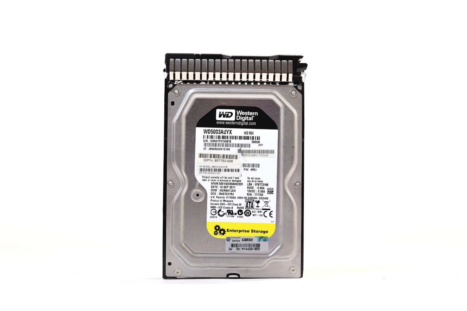 HP WD5003ABYX 500GB 3.5" 6Gb/s 7.2K RPM SATA HDD W/Caddy P/N: 657753-006 Tested