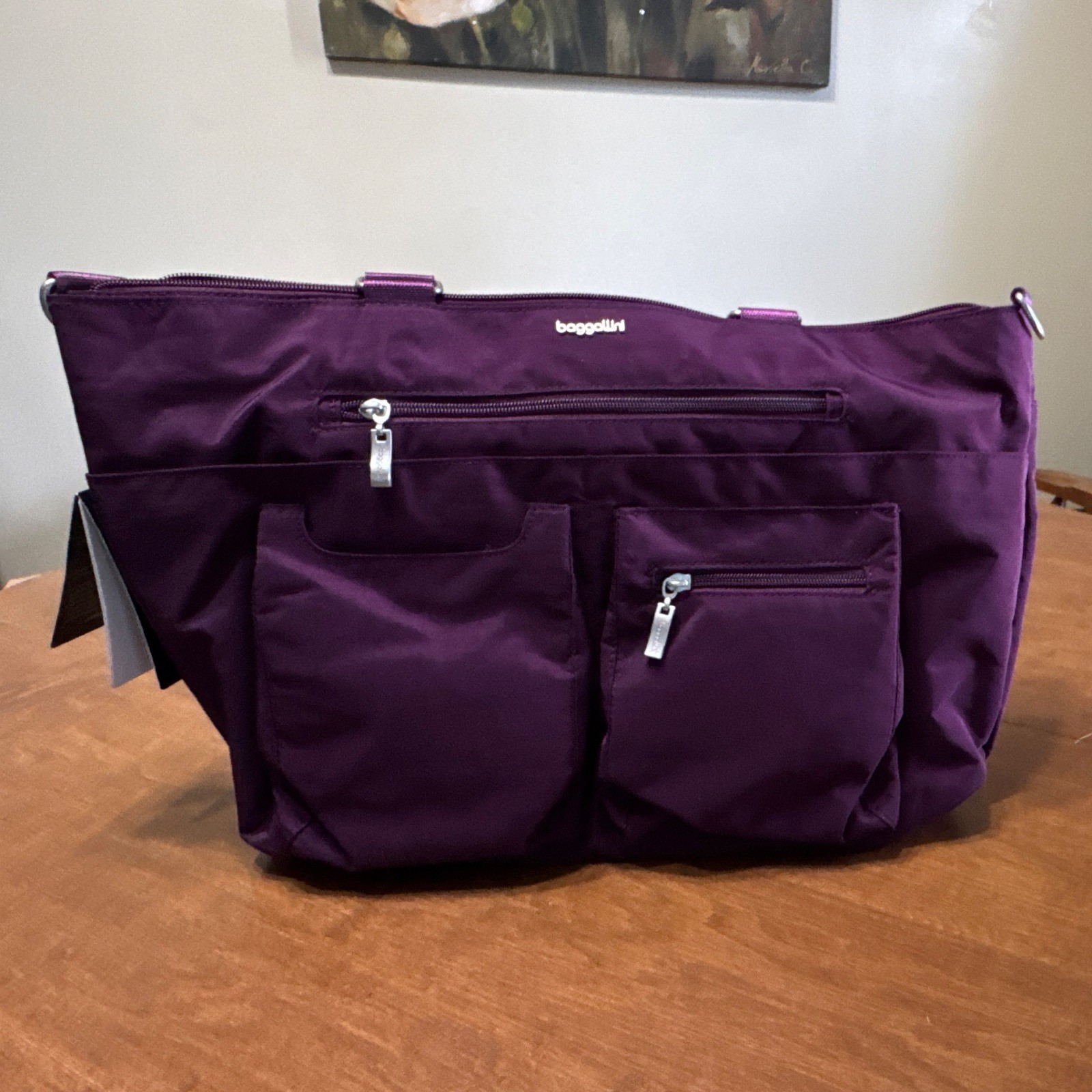 Baggallini Any Day Laptop Tote Purple RFID Water-Resistant Fits 15in MPN