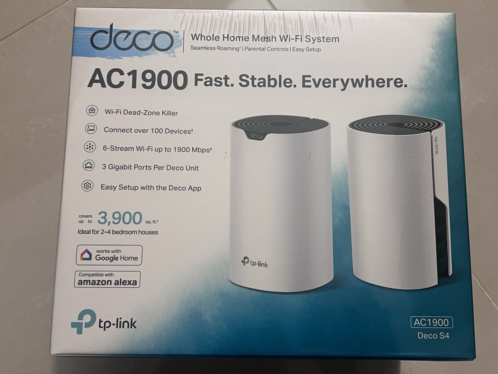 TP-Link Deco S4 AC1900 Whole Home Mesh Wi-Fi System (2-Pack) 3 Gigabit Ports NIB