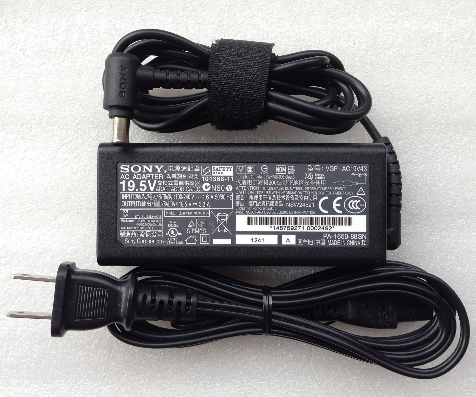 New Original OEM Sony 65W AC Adapter for Sony Vaio PCG-61311U,VGP-AC19V43 Laptop