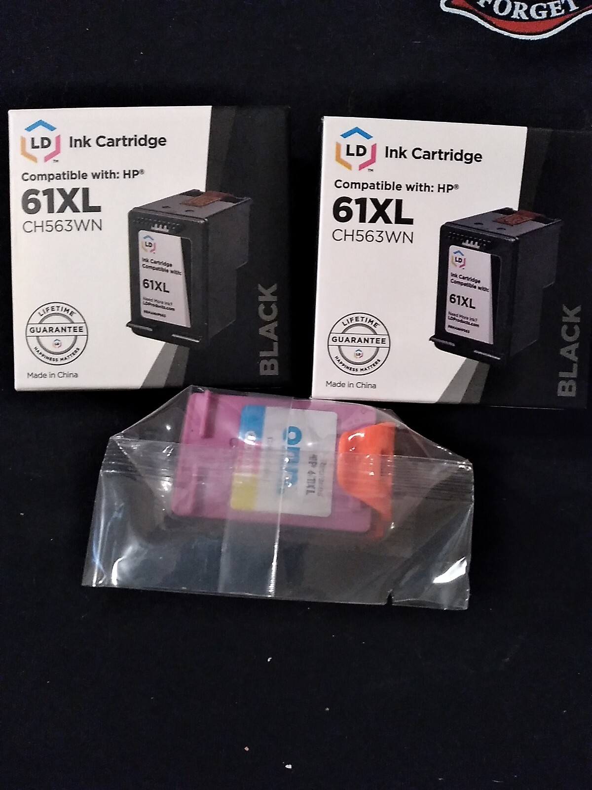 Lot of 2 LD 61XL CH563WN Black Ink Cartridge 4 HP Printer + 1 LD 61XL CH564 NEW