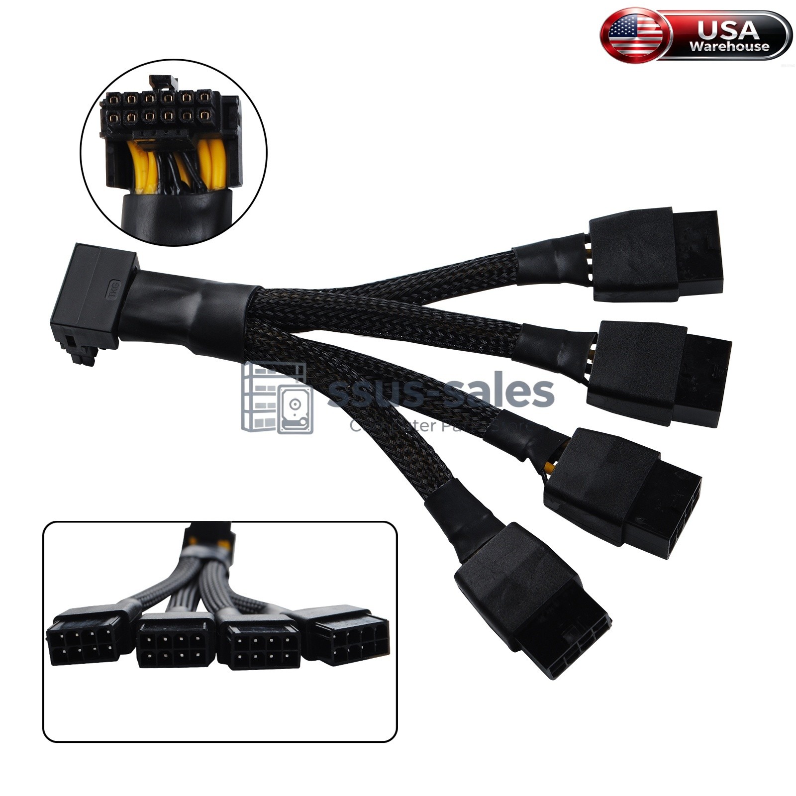 Down‑Angle 12VHPWR Mini 16Pin To 4X8Pin Female Power Adapter Cable RTX 4090 4080