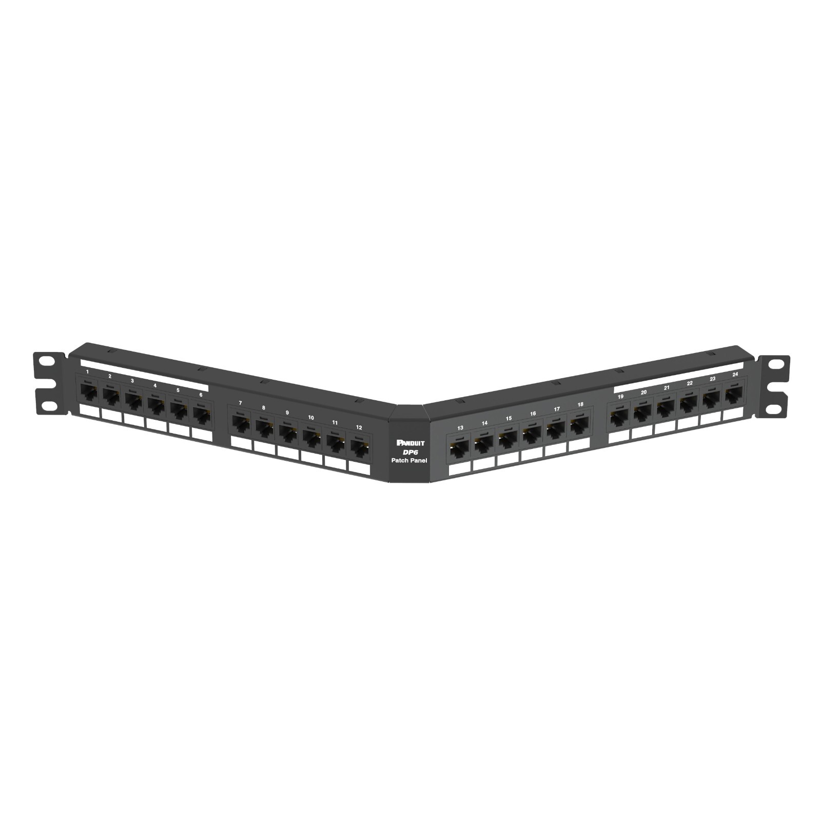 Panduit DPA24688TGY 24 Port 1U Rack Cat 6 Angled Punchdown Patch Panel Black