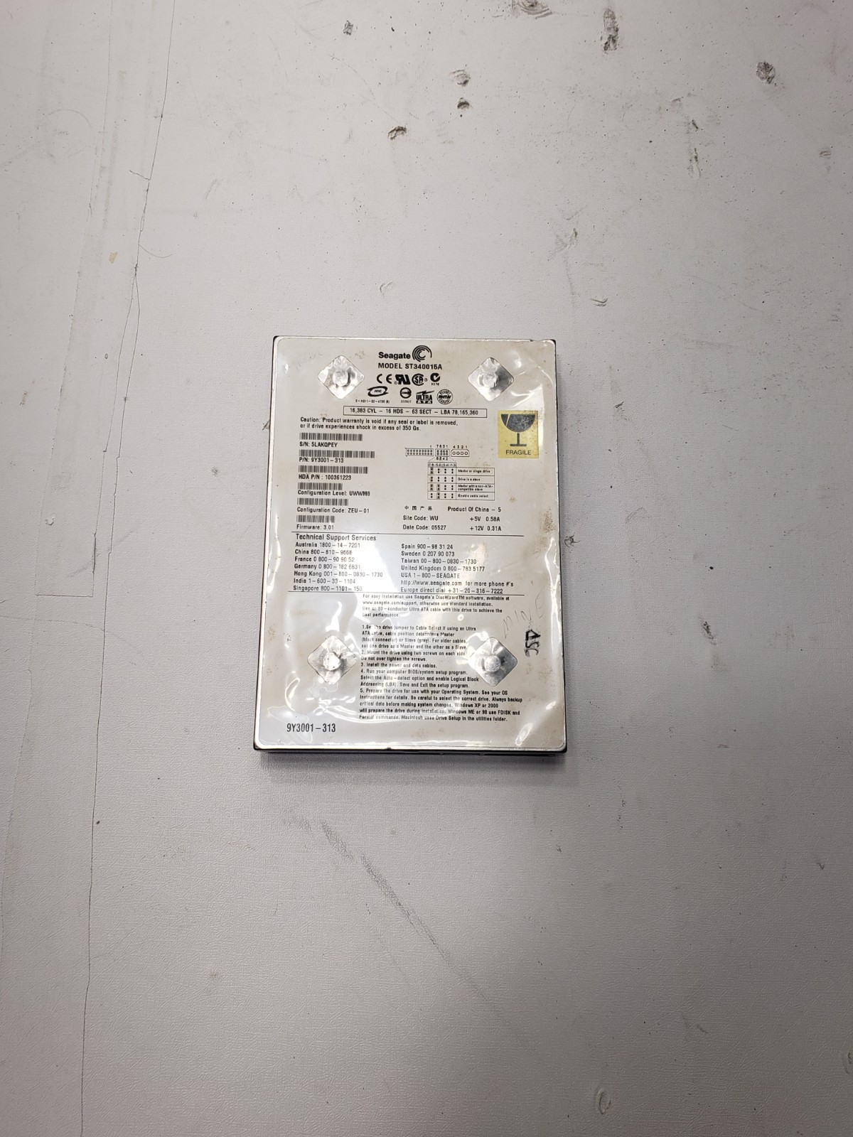 Seagate ST340015A 40GB IDE PATA 3.5" Desktop Hard Drive Ultra ATA HDD Untested