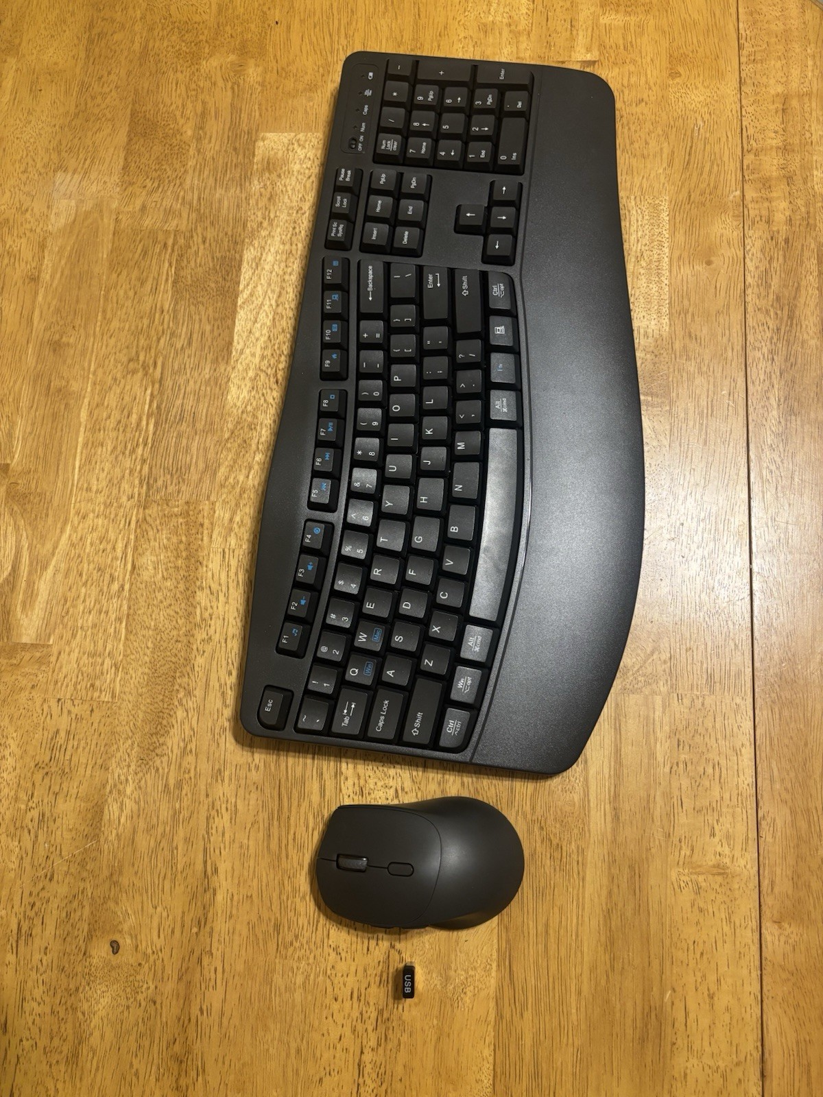RECCAZR EK30 Wireless Ergonomic Keyboard Mouse Bundle QWERTY English Black