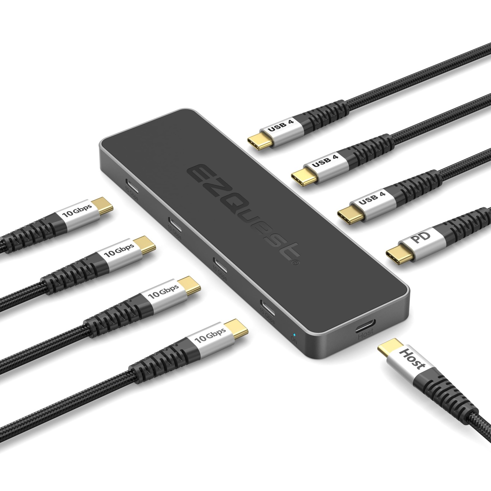 EZQuest USB 4 Hub 8-in-1: Dual 4K 60Hz/8K USB4 Max 8-in-1(Space Black)