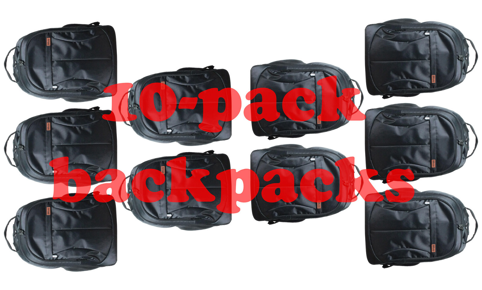 LOT 10-PACK BACKPACKS FITS 15.6 LAPTOP COMPUTER BAG IMICRO BP-LP15V1B BLACK