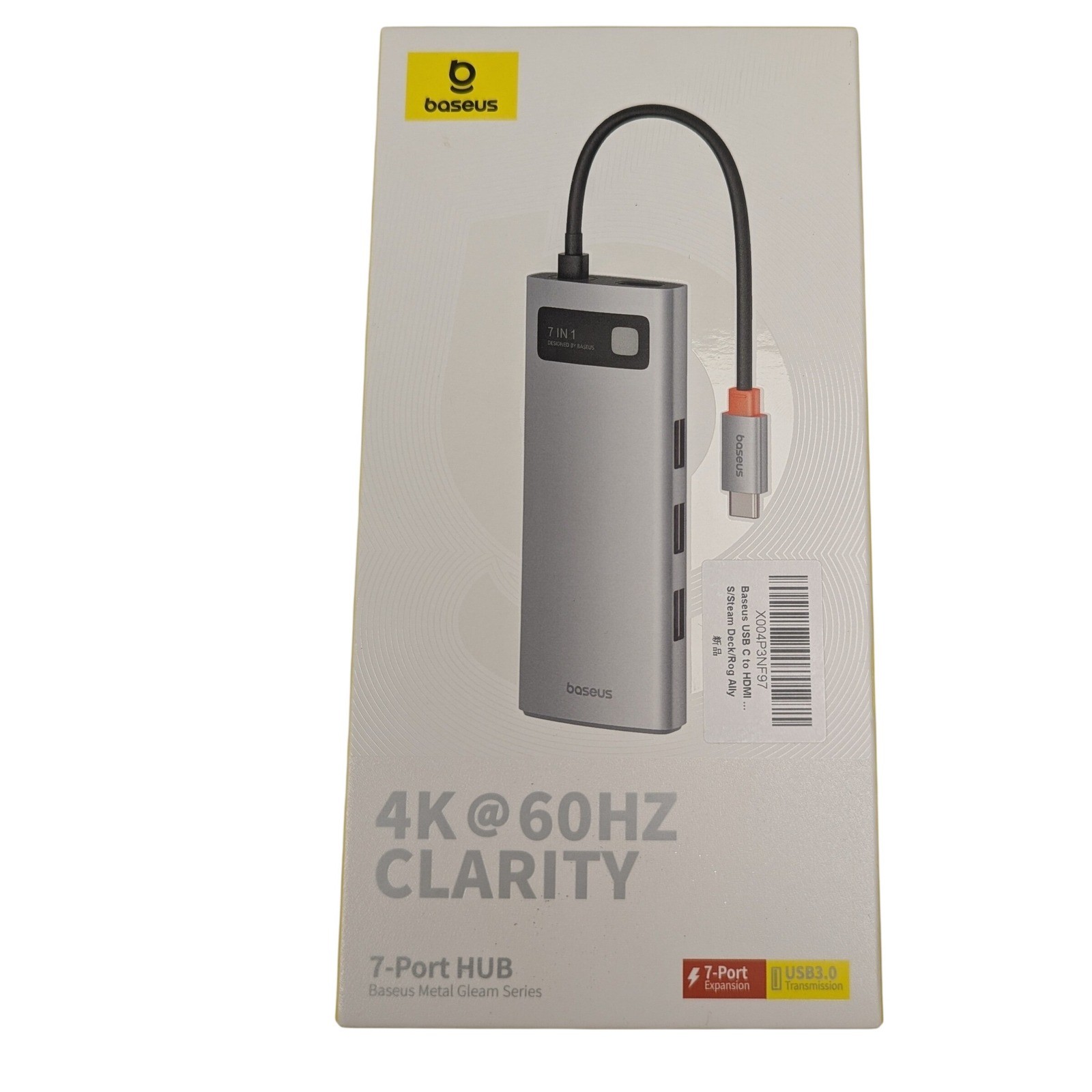 Baseus 7 in 1 USB C Hub 4K 60Hz HDMI 100W PD Docking Station BS-OH146A Gray NEW
