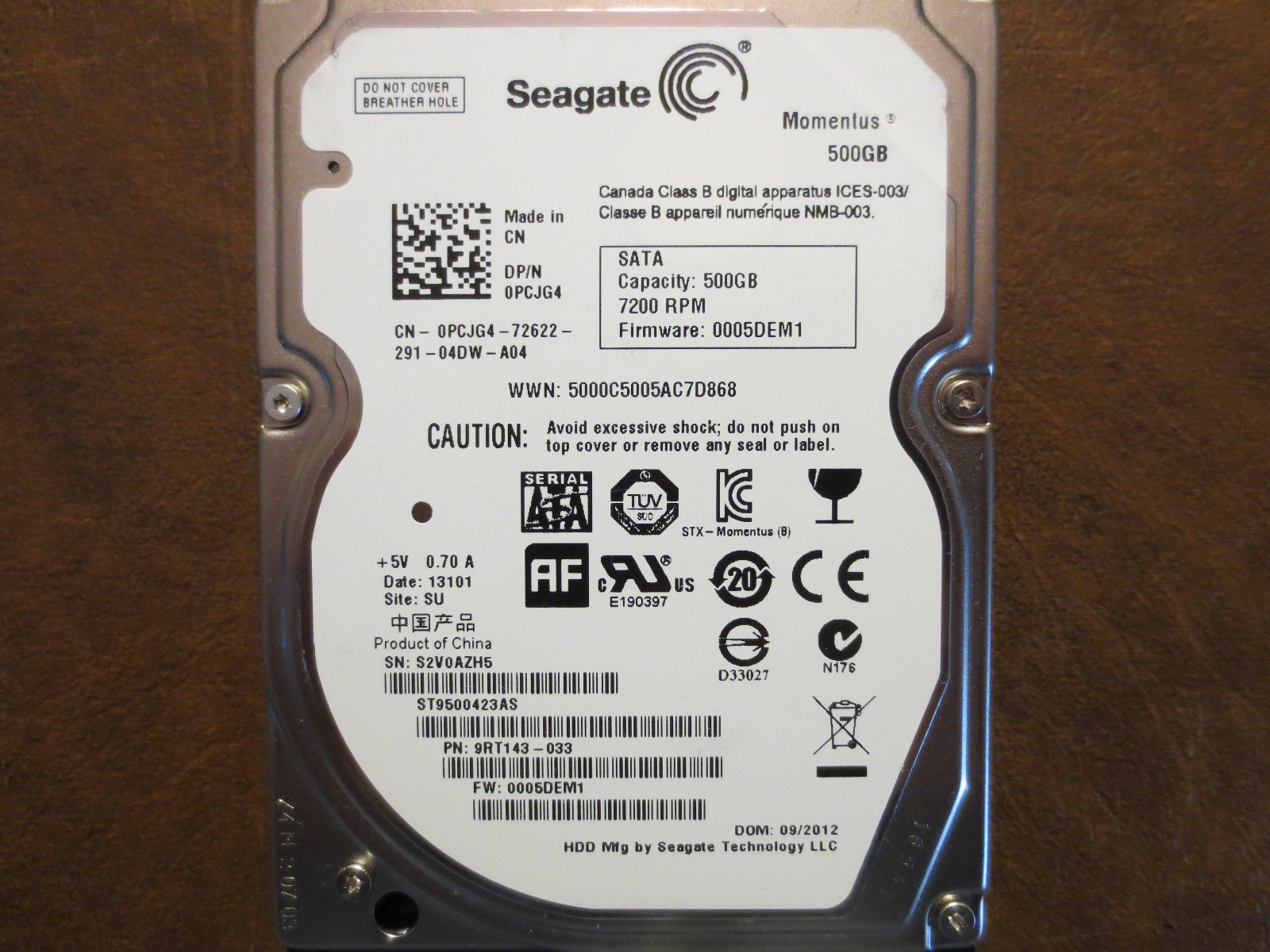 Seagate ST9500423AS 500gb 2.5" Sata Hard Drive