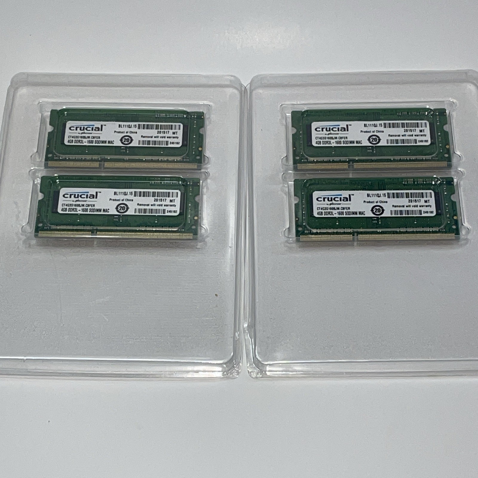 Crucial 16GB Kit (4x4GB) DDR3L-1600 SODIMM Laptop Mac RAM CT4G3S160BJM.C8FER