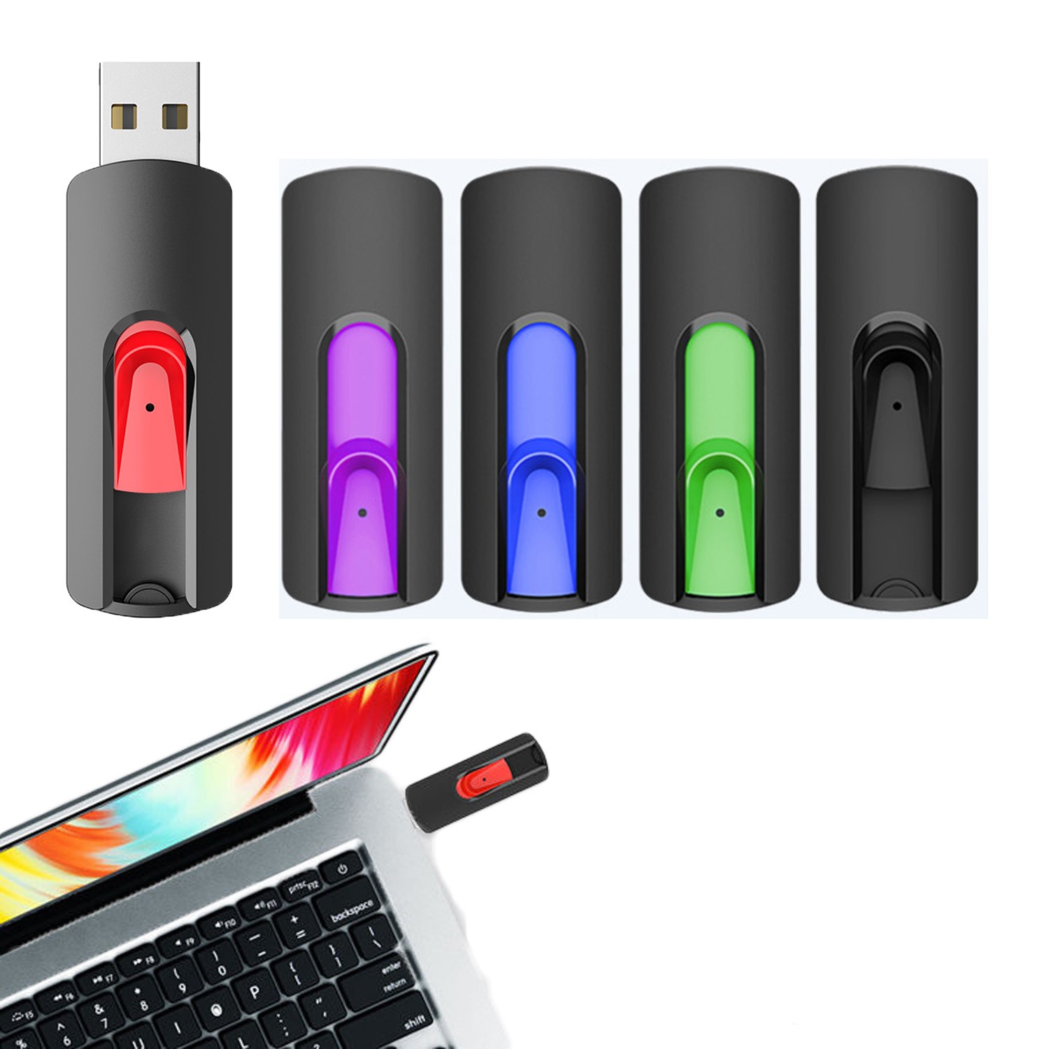 5/10PCS 16GB USB 2.0 Flash Drive Memory Stick Retractable Thumb Drive Jump Drive