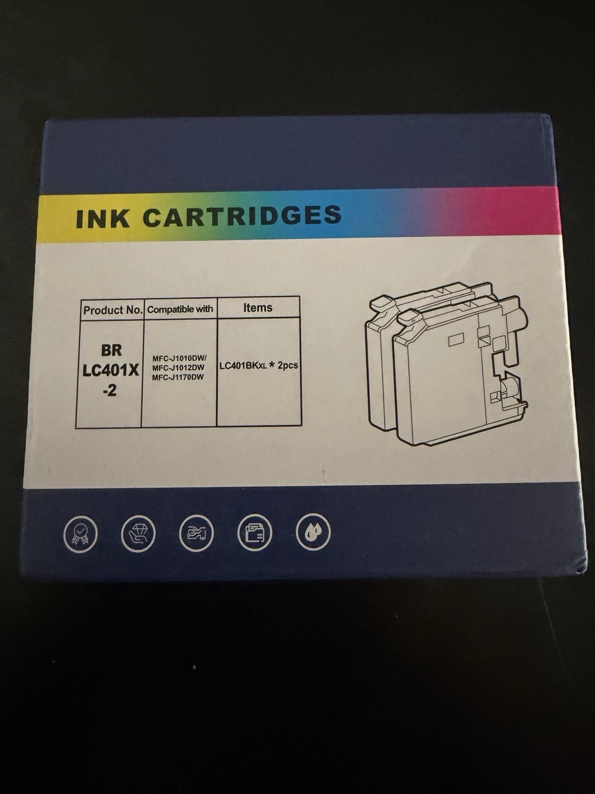 Compatible LC401XL Black Ink Cartridges Replacement for Brother printer (2 pack)